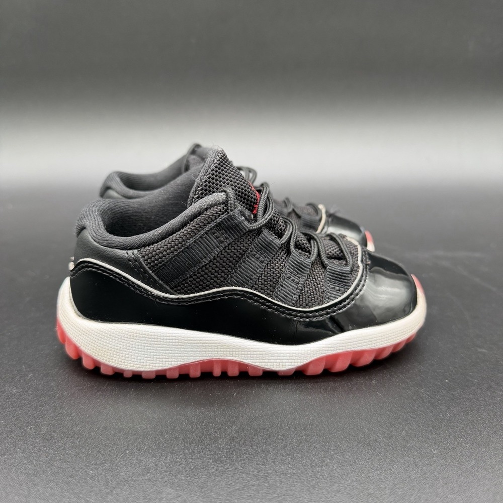 Jordan 11 Retro Low Bred Toddler TD Size 7C Black Red Sneakers Shoes FV5120-006
